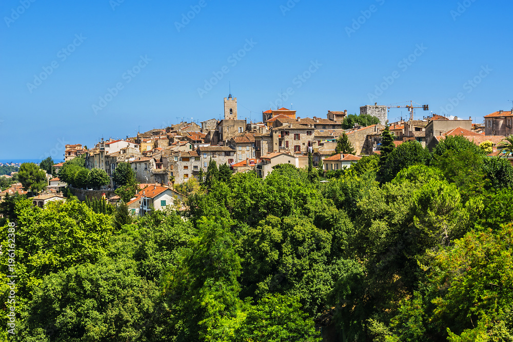 Beautiful landscape of the Provence-Alpes-Cote d'Azur region in southeastern France. View from legendary ancient Provencal village of Saint Paul de Vence.