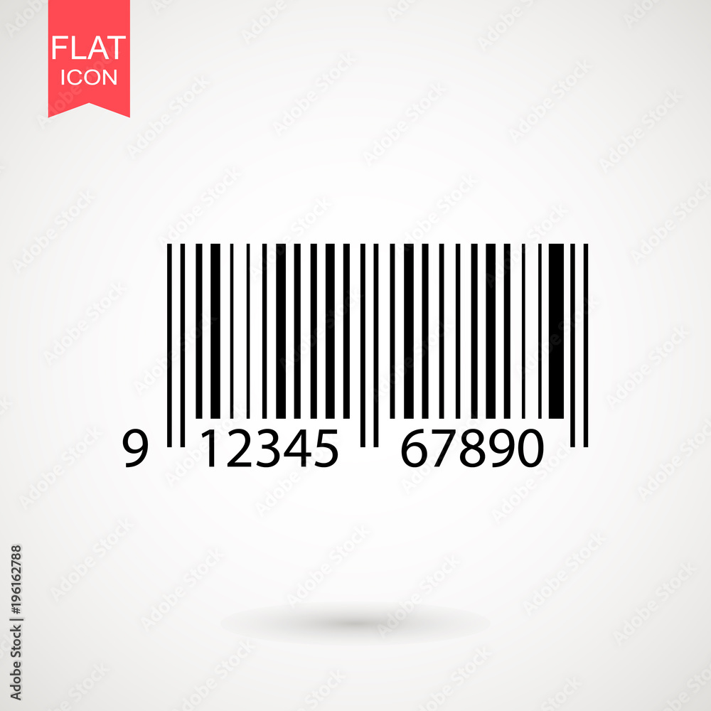 Barcode icon. A modern simple barcode. Internet concept of market trading. Cartoon clipart. Vector illustration