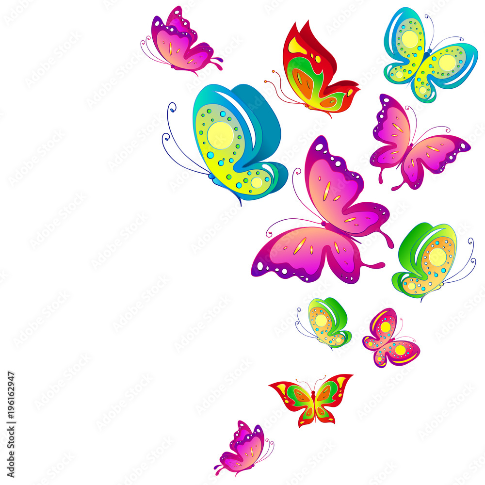 beautiful color butterflies,set, isolated on a white beautiful color butterflies,set, isolated on a white