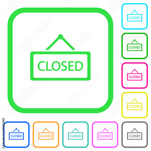 Closed sign vivid colored flat icons