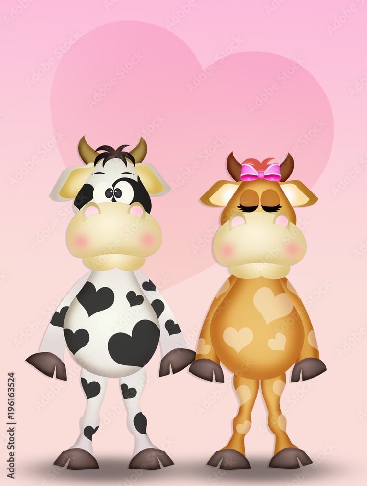 Fototapeta premium cow with spots in the shape of a heart