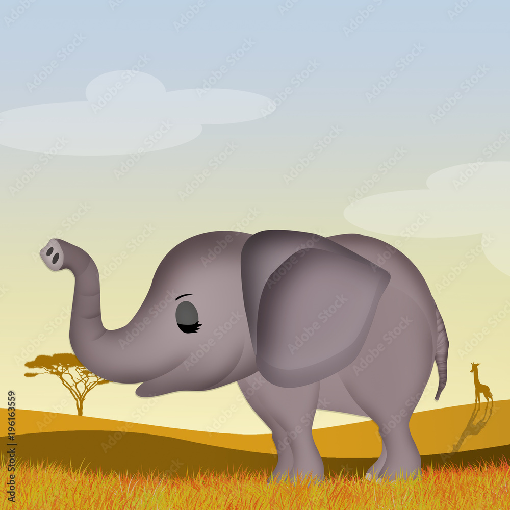 elephant in African landscape