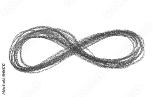 Grunge graphite pencil infinite symbol drawing background and texture isolated on white background, design element © dule964