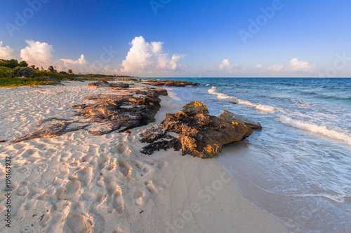 Fototapeta Naklejka Na Ścianę i Meble -  Beach at Caribbean sea in Playa del Carmen, Mexico