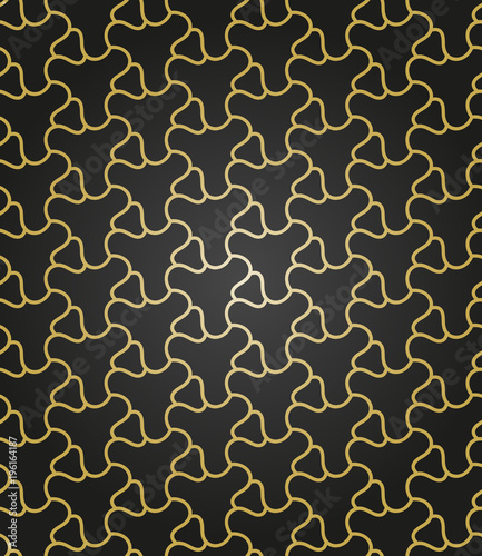 Seamless vector ornament. Modern background. Geometric modern black and golden pattern