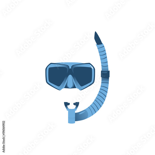 Vector cartoon scuba diving snorkeling equipment snorkel and mask icon. Summer holiday vacation, sea beach resort symbol. Adventure active leisure. Isolated illustration on a white background.
