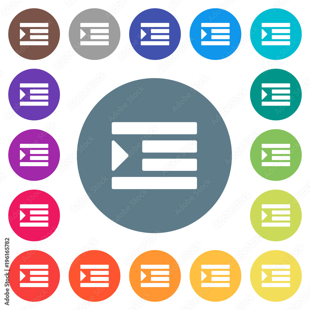 Increase text indentation flat white icons on round color backgrounds Increase text indentation flat white icons on round color backgrounds