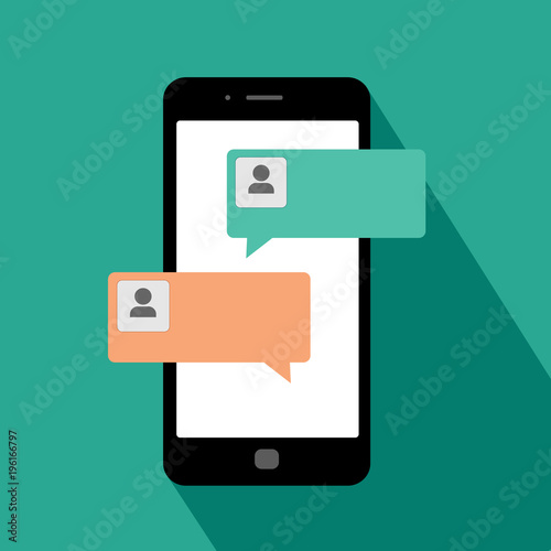 Smartphone chat messages notification vector illustration