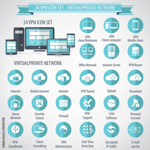 VPN icon set - 24 icon set - Virtual Private Network