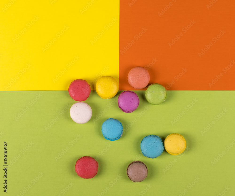 Obraz premium colorful french macarons,color background