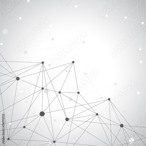 Grey graphic background dots with connections , illustration