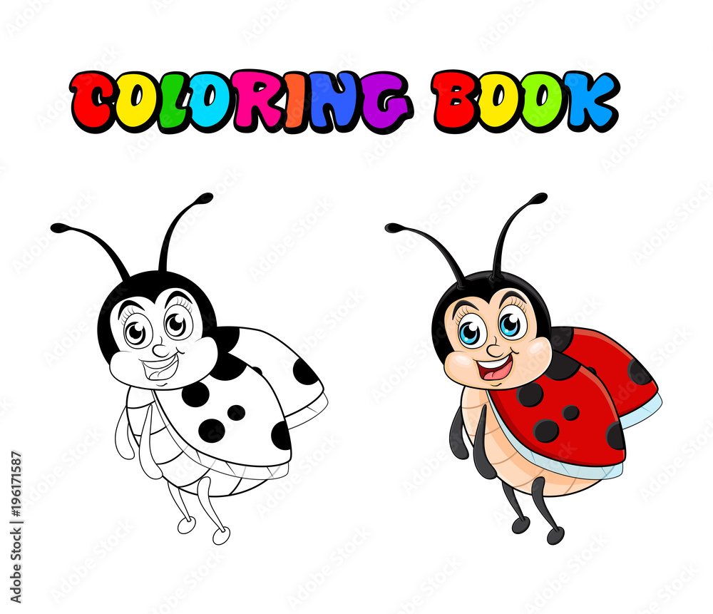 Ladybug cartoon coloring book isolated on white background Stock Vector ...