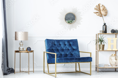 Blue and gold living room