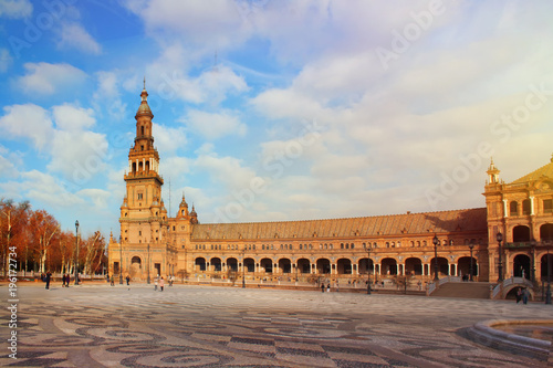 Very beautiful Plaza de españa, Seville, Spain, February 2018.