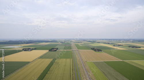 Drone view of polders in Flevoland