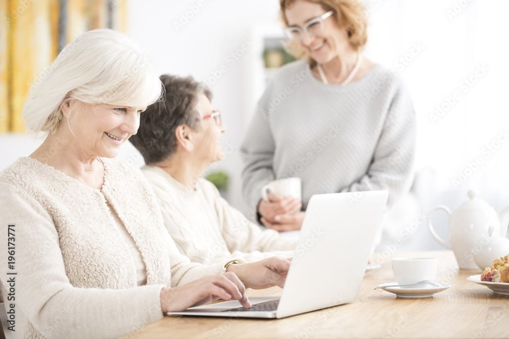 A woman with a computer A woman with a computer