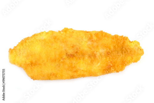 Fried fish fillet on white background