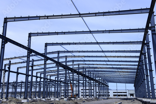 Steel frame construction plant under construction