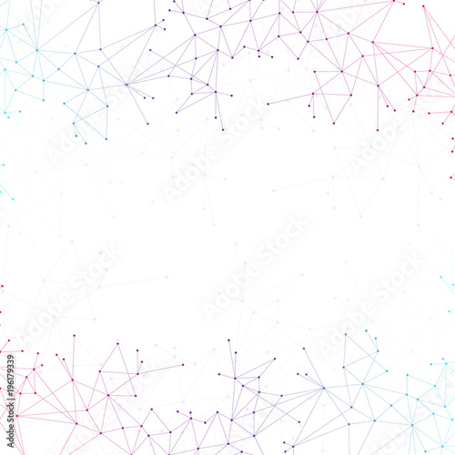 Colorful graphic background molecule and communication. Connection line with dots for your design  illustration