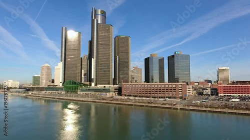 Dramatic Towards Detroit Skyline