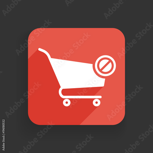 Shopping cart icon with not allowed sign. Shopping cart icon and block, forbidden, prohibit symbol