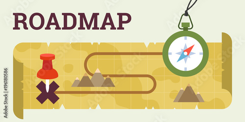 roadmap with compass and map