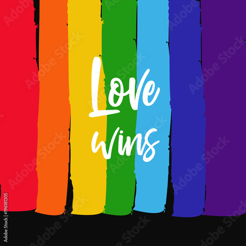 LGBT concept with rainbow flag and Lettering against homosexual discrimination. Vector hand drawn