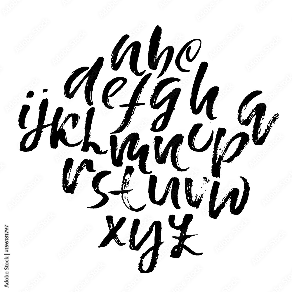 Handdrawn dry brush font. Modern brush lettering. Grunge style alphabet. Vector illustration. Handdrawn dry brush font. Modern brush lettering. Grunge style alphabet. Vector illustration.