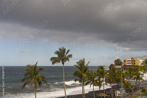 A stormy day with big waves at the beach of Puerto Naos at La Palma west coast   Canary Islands