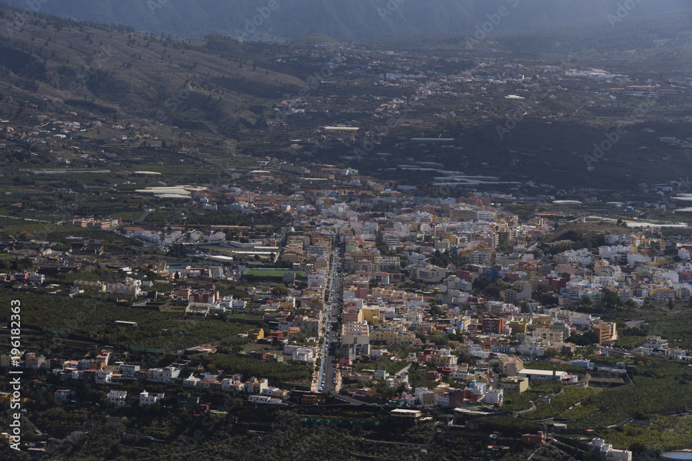 Beautiful View over the City Los Llanos de Aridane and Cumbre Vieja at La Palma / Canary Islands