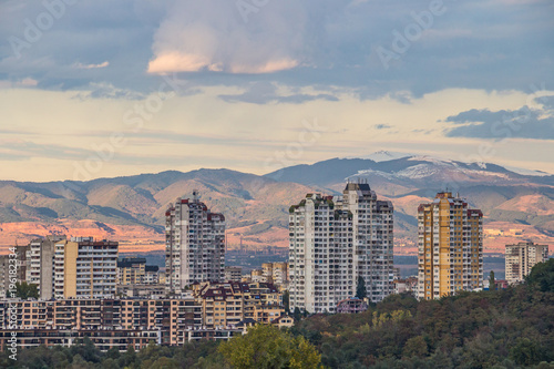 City view to typical residential buildings in Sofia - the capital of Bulgaria photo