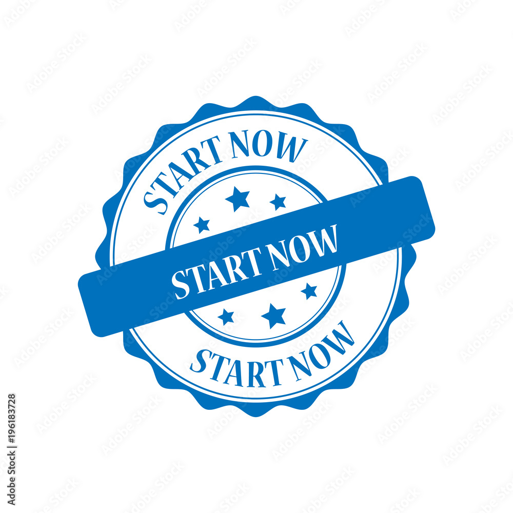 Obraz premium Start now blue stamp illustration