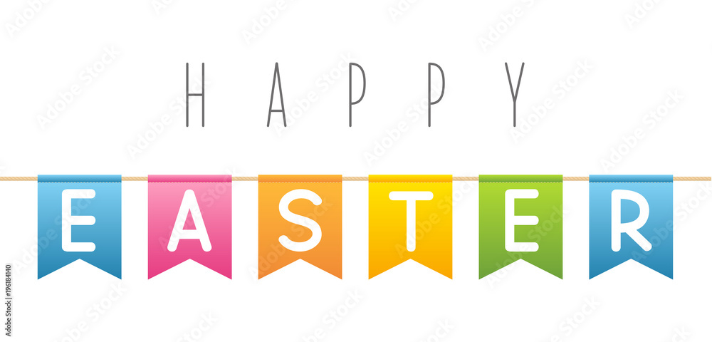 Easter color flags isolated on white