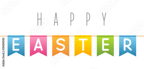 Easter color flags isolated on white