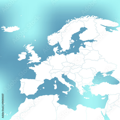 Political Map Of Europe. Abstract blurred background Illustration.