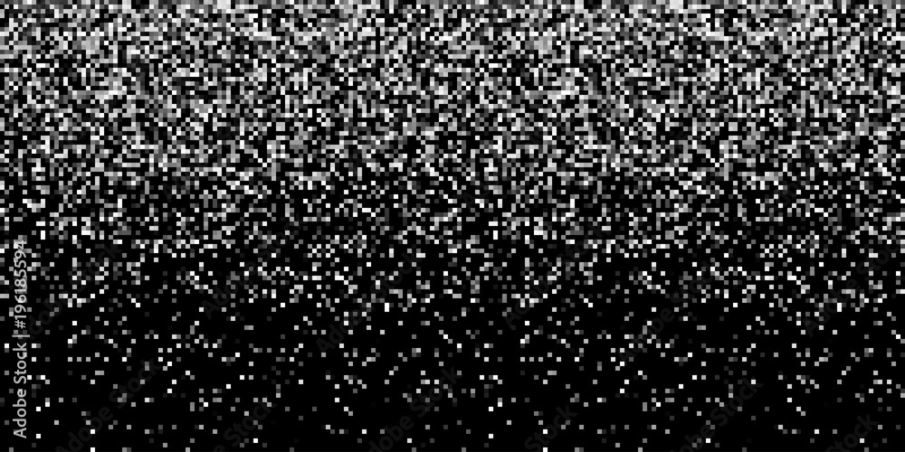 Pixel Abstract bw Technology Gradient Horizontal Background. Business mosaic bright mosaic design backdrop with failing pixels. Pixelated pattern texture. Big data flow vector Illustration.