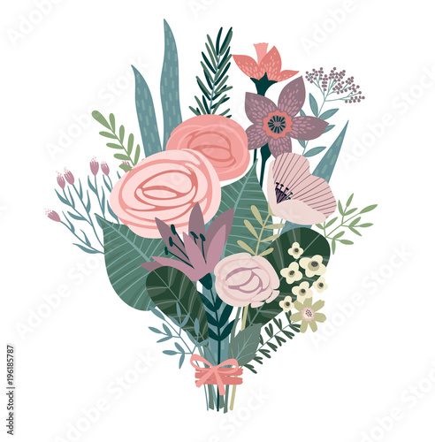 Vector illustration bouquet of flowers.