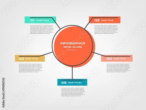 Circle cartoon steps infographics - can illustrate a strategy, workflow or team work, vector flat color, business template for presentation. Can be used for diagram, banner, web design