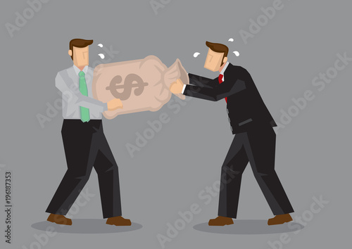 Fighting For Money Cartoon Vector Illustration