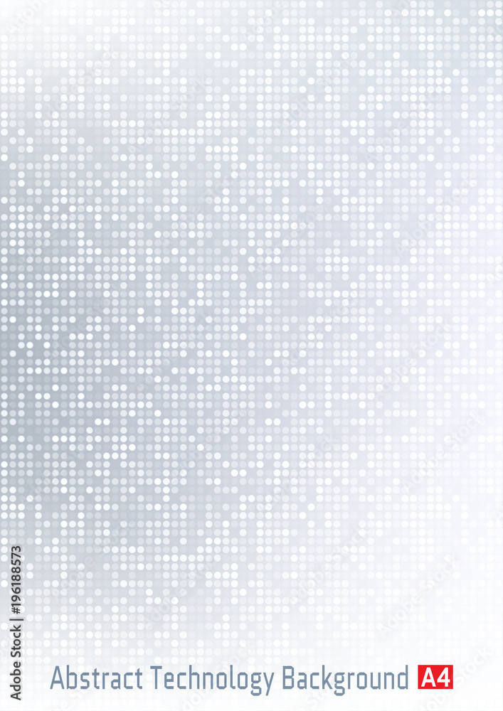 Abstract light gray vector technology circle pixel digital gradient  background, business modern grey pattern backdrop with round pixels in A4  paper size. Vector illustration. Stock-Vektorgrafik | Adobe Stock