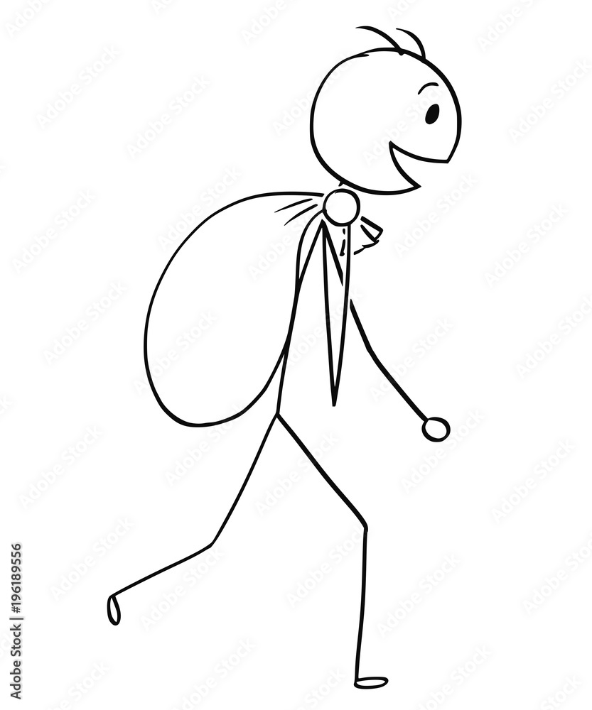 Cartoon stick man drawing conceptual illustration of man or businessman