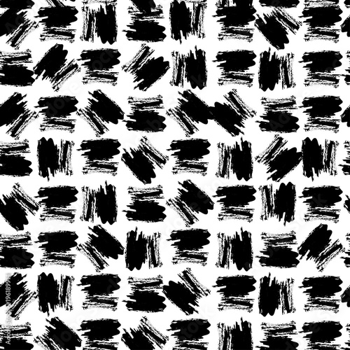 Vector hand drawn black and white seamless pattern in grunge style.