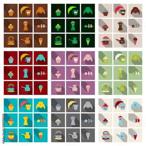 Coffee Color Drawn Collection in vector style with shadow