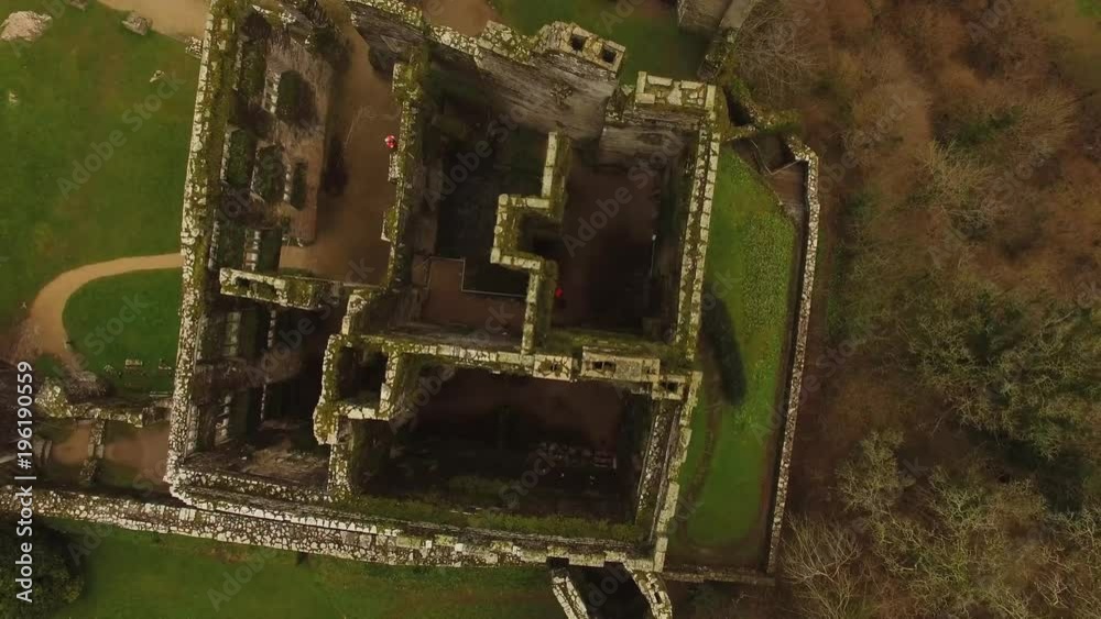 Aerial Shot Of Old Castle Ruins Aerial Shot Of Old Castle Ruins