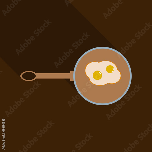 fried eggs in a frying pan and egg in the background illustration vector