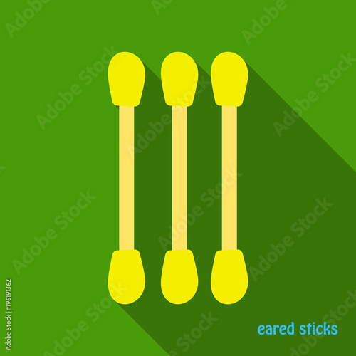 Realistic cotton eared sticks Vector illustration in flat style with shadow