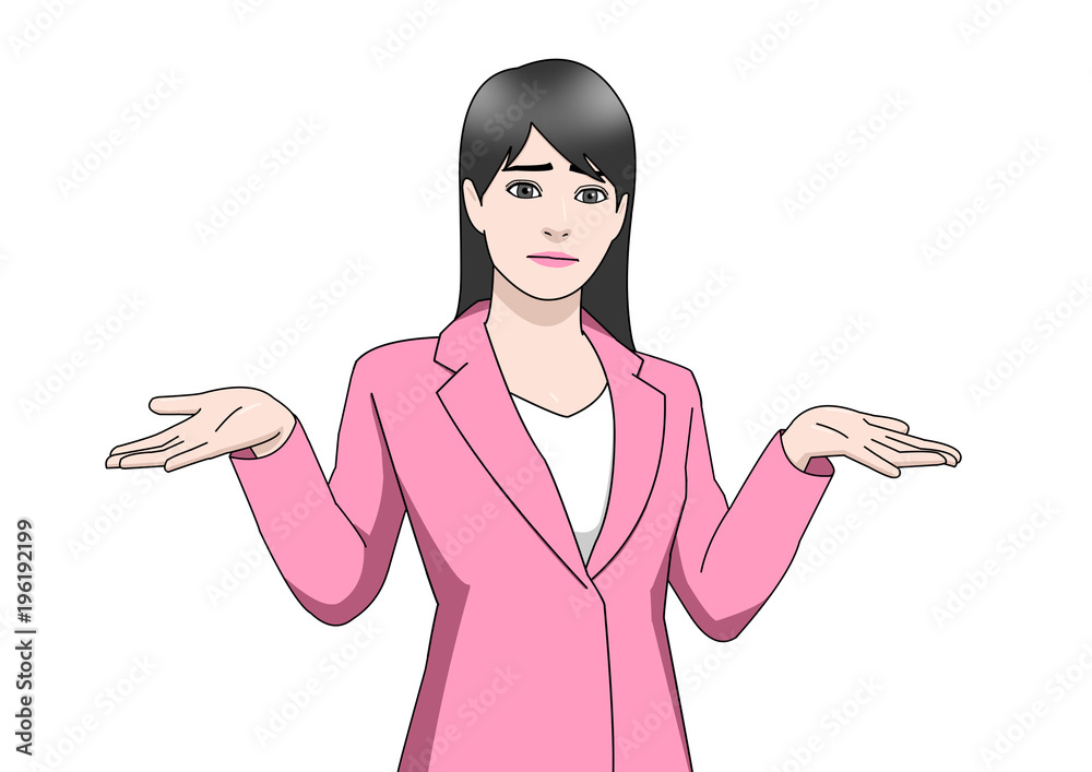 ビジネス アジア 女性 スーツ ピンク 困る 肩をすくめる Stock イラスト Adobe Stock