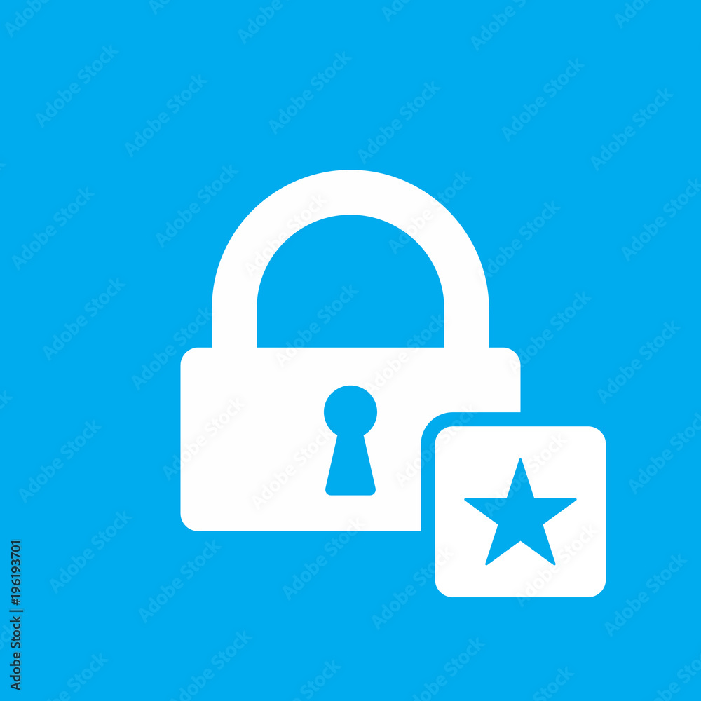 Lock icon with star sign. Lock icon and best, favorite, rating symbol Lock icon with star sign. Lock icon and best, favorite, rating symbol