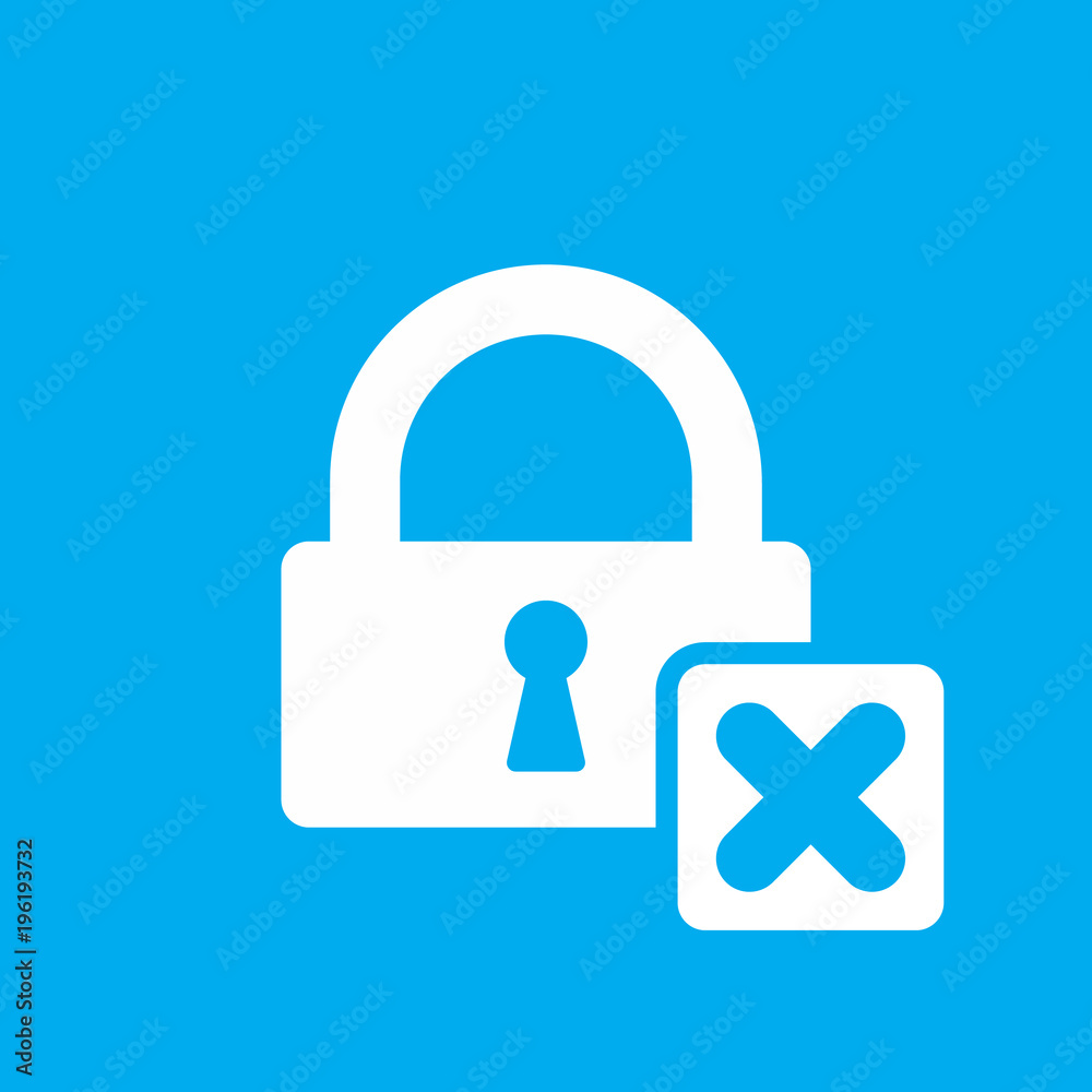 Lock icon with cancel sign. Lock icon and close, delete, remove symbol Lock icon with cancel sign. Lock icon and close, delete, remove symbol