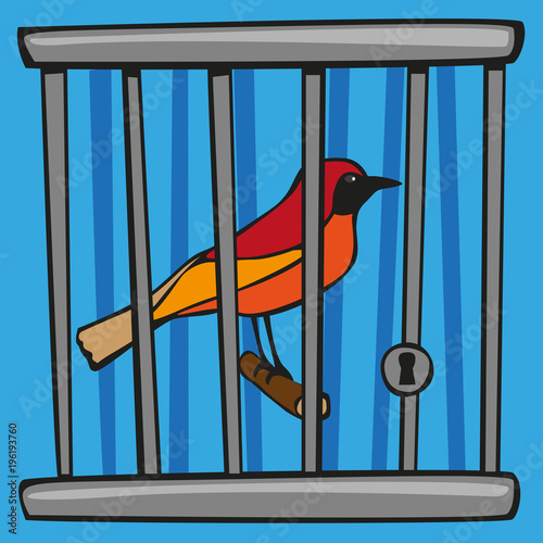 oiseau - cage - liberté - prison - concept - libre -symbole - enfermer - prisonnier - captivité